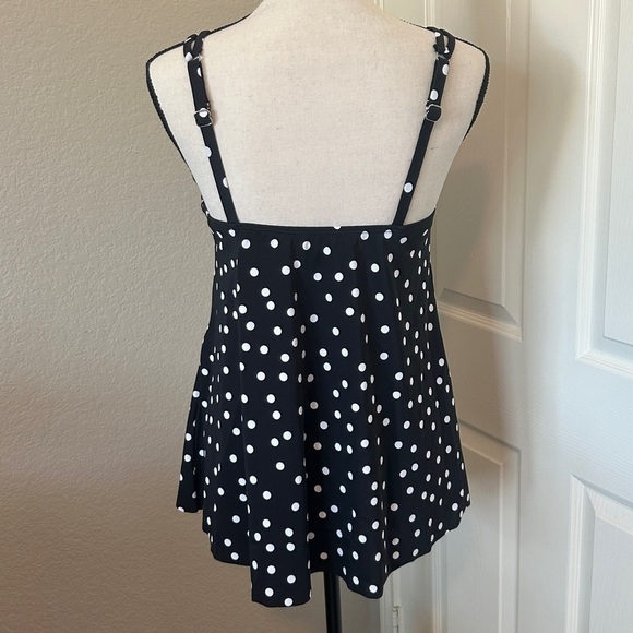 Swim Solutions Tankini Size 10 Black & White Polka Dots - Picture 3 of 14